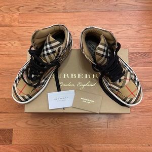 Burberry Check High Top Sneakers - color antique yellow
